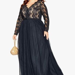 NWT City Chic Elegant Black Lace Evening Dress Rare Beauty Dress